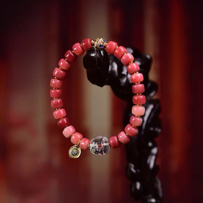 BWOOOH Tibetan Camel Bone Red Agate Luck Bracelet