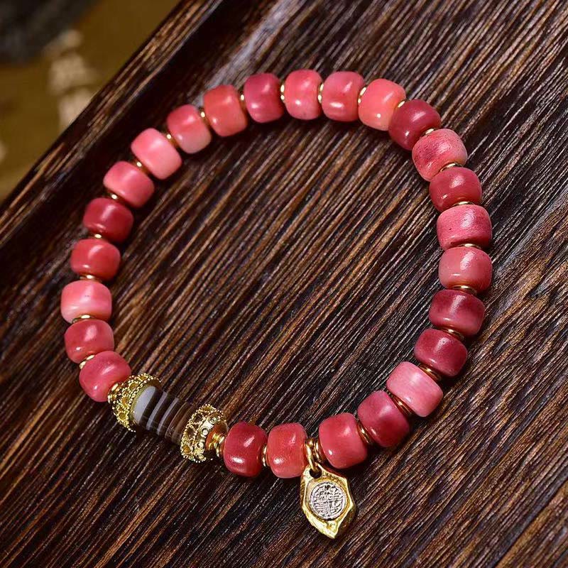 BWOOOH Tibetan Camel Bone Red Agate Luck Bracelet