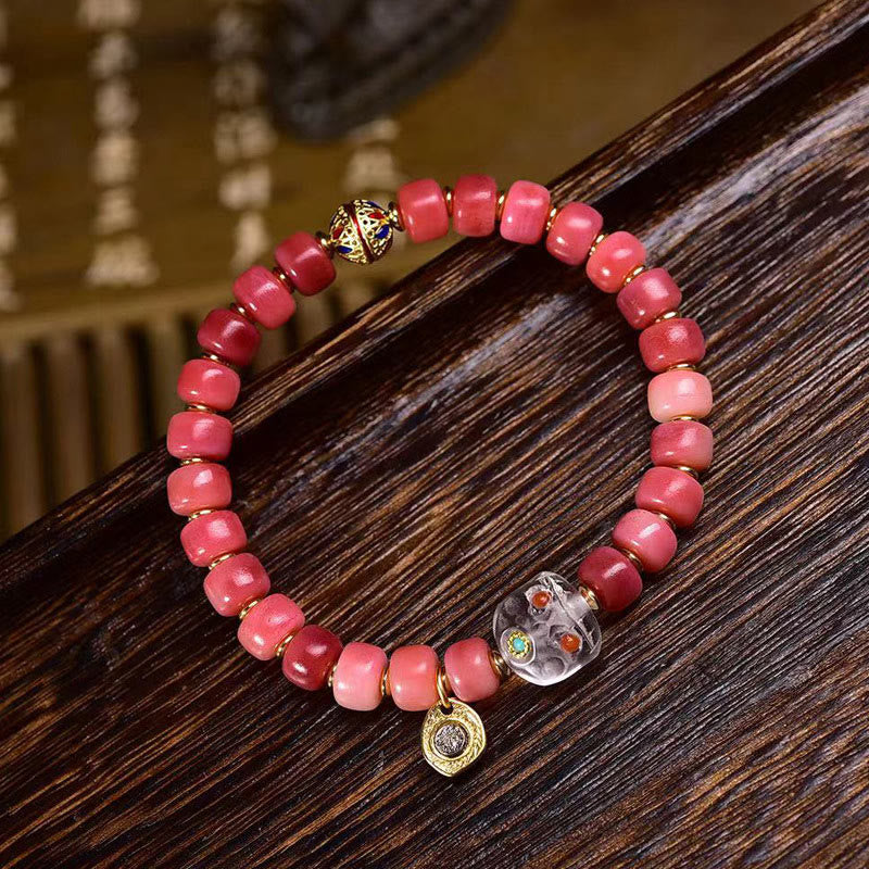 BWOOOH Tibetan Camel Bone Red Agate Luck Bracelet