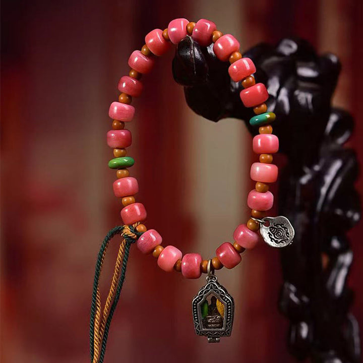 BWOOOH Tibetan Camel Bone Red Agate Luck Bracelet