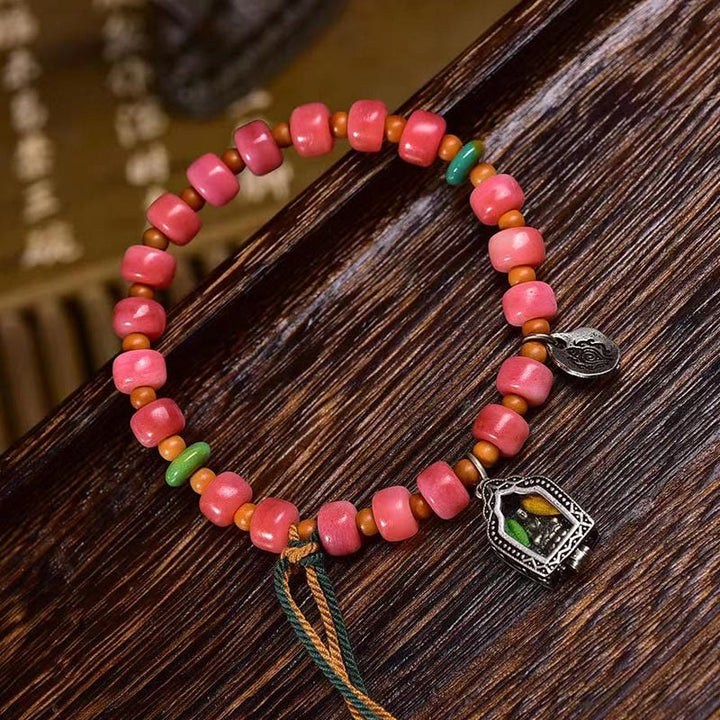 BWOOOH Tibetan Camel Bone Red Agate Luck Bracelet
