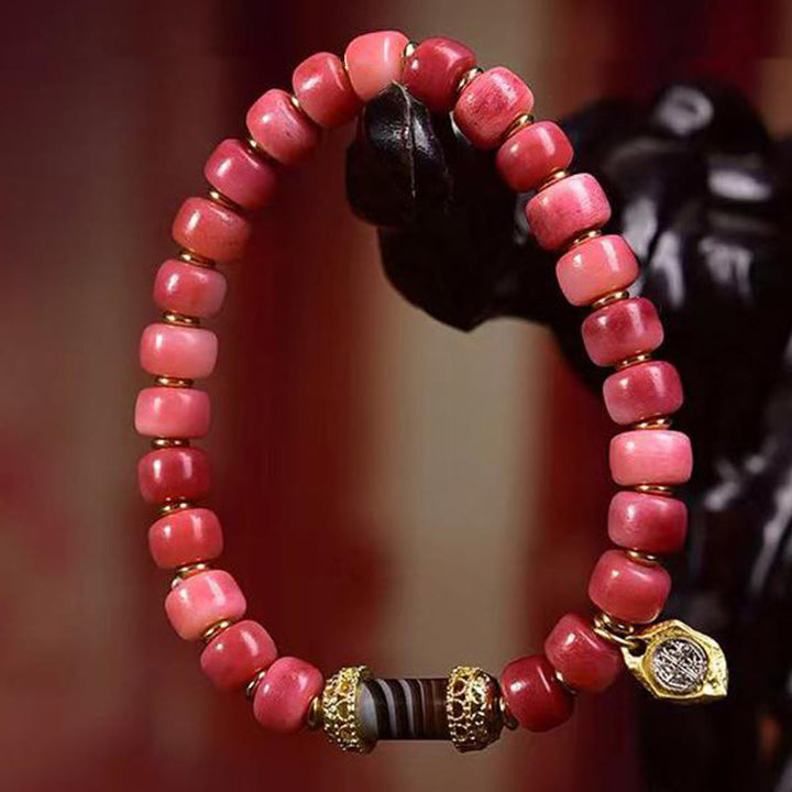 BWOOOH Tibetan Camel Bone Red Agate Luck Bracelet
