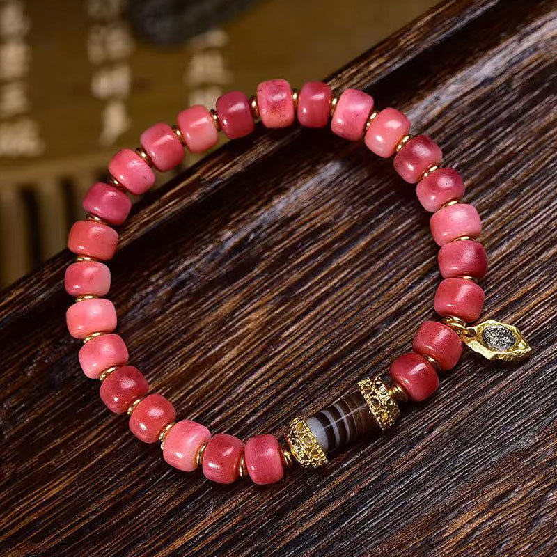BWOOOH Tibetan Camel Bone Red Agate Luck Bracelet