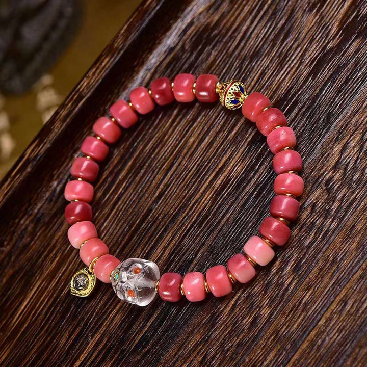 BWOOOH Tibetan Camel Bone Red Agate Luck Bracelet