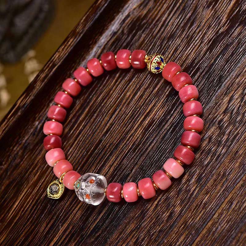 BWOOOH Tibetan Camel Bone Red Agate Luck Bracelet