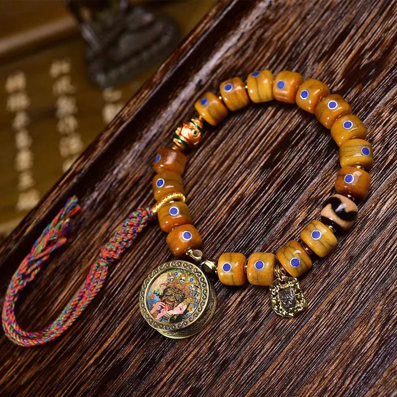 BWOOOH Vintage Tibetan Bone Beads Braided Rope Positive Balance Bracelet