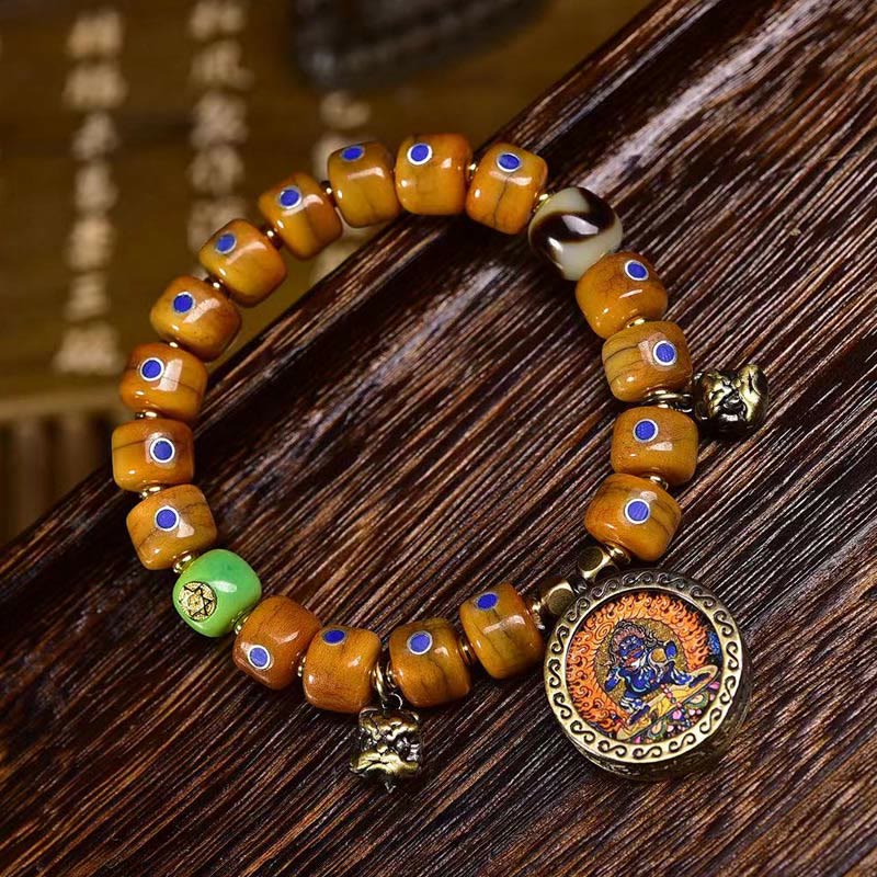 BWOOOH Vintage Tibetan Bone Beads Braided Rope Positive Balance Bracelet