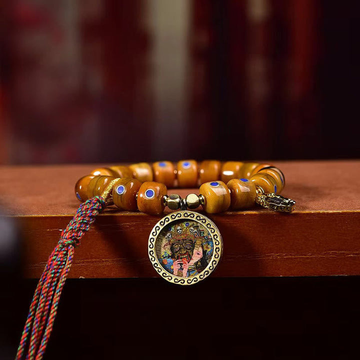 BWOOOH Vintage Tibetan Bone Beads Braided Rope Positive Balance Bracelet