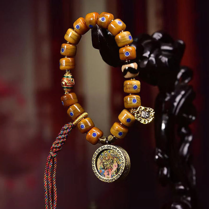 BWOOOH Vintage Tibetan Bone Beads Braided Rope Positive Balance Bracelet