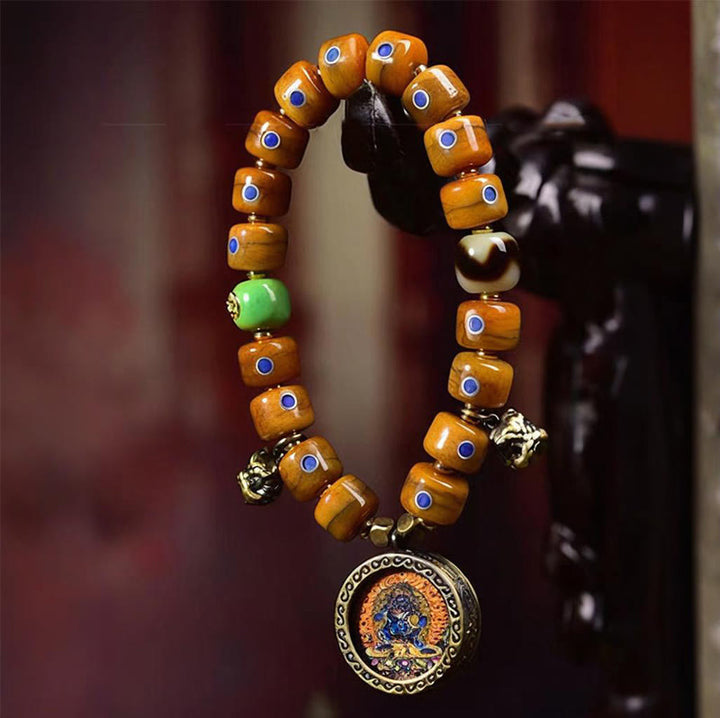 BWOOOH Vintage Tibetan Bone Beads Braided Rope Positive Balance Bracelet