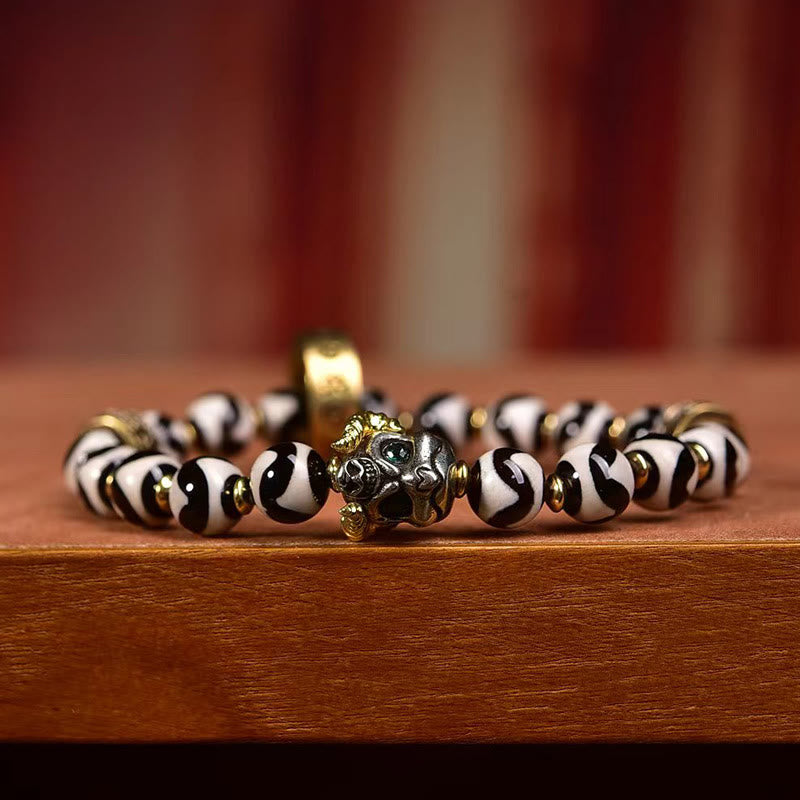 BWOOOH Vintage Tibetan Dzi Bead Om Mani Padme Hum Blessings Bracelet