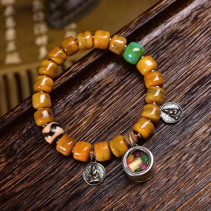 BWOOOH Vintage Tibetan Bone Beads Dzi Bead Cute Fox Balance Bracelet