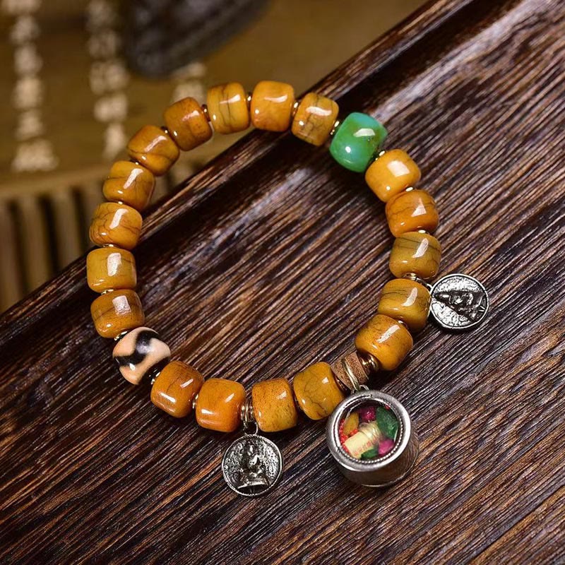 BWOOOH Vintage Tibetan Bone Beads Dzi Bead Cute Fox Balance Bracelet