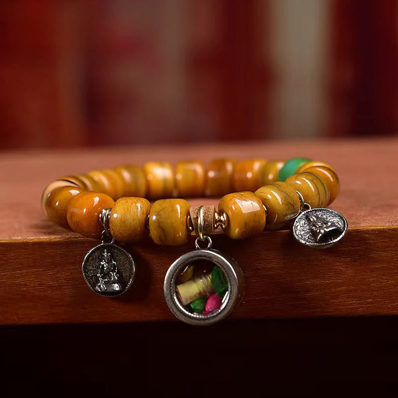 BWOOOH Vintage Tibetan Bone Beads Dzi Bead Cute Fox Balance Bracelet