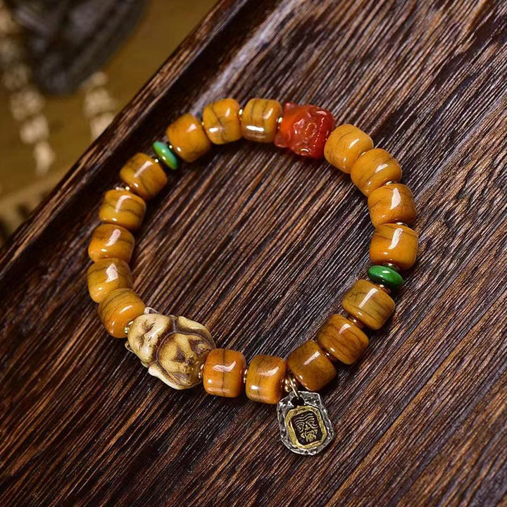 BWOOOH Vintage Tibetan Bone Beads Dzi Bead Cute Fox Balance Bracelet