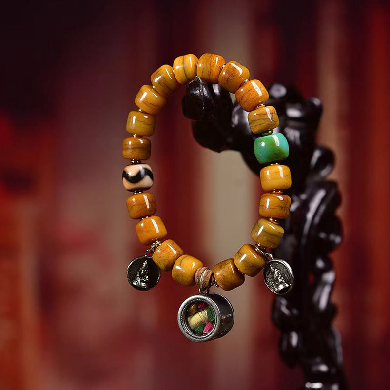 BWOOOH Vintage Tibetan Bone Beads Dzi Bead Cute Fox Balance Bracelet