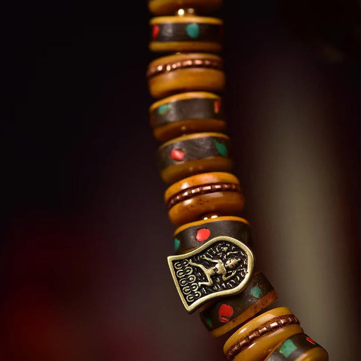 BWOOOH Tibetan Camel Bone Dice Tassel Protection Bracelet