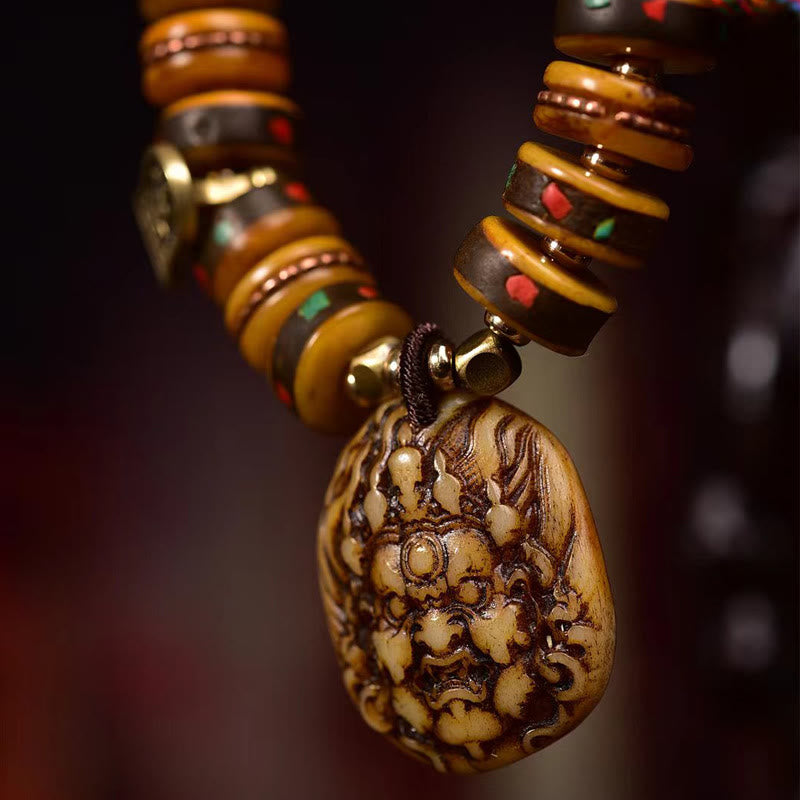 BWOOOH Tibetan Camel Bone Dice Tassel Protection Bracelet