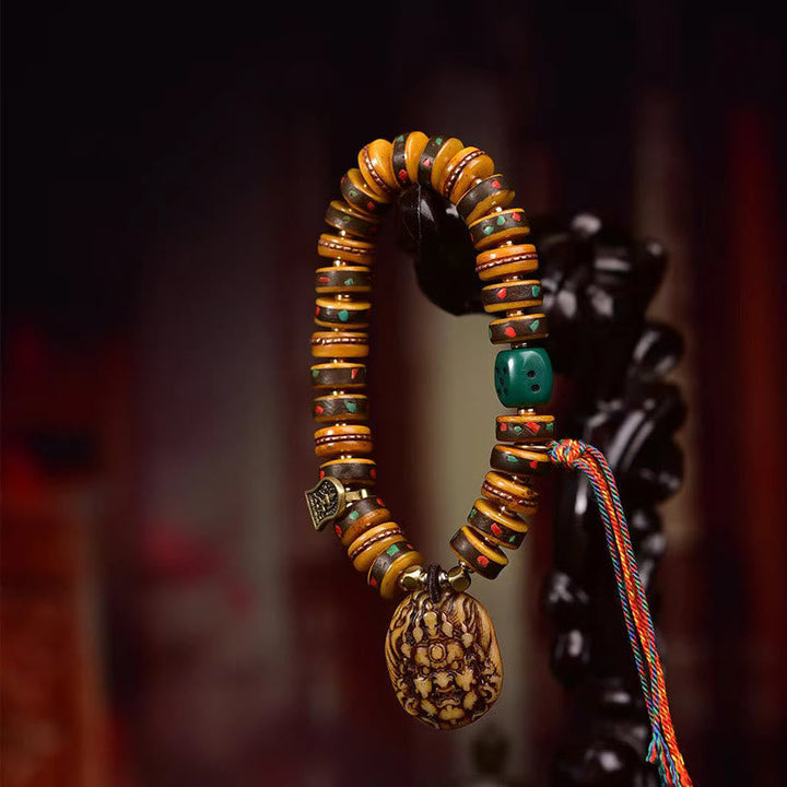 BWOOOH Tibetan Camel Bone Dice Tassel Protection Bracelet