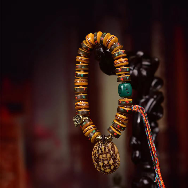 BWOOOH Tibetan Camel Bone Dice Tassel Protection Bracelet