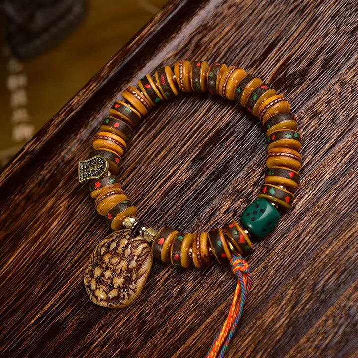BWOOOH Tibetan Camel Bone Dice Tassel Protection Bracelet
