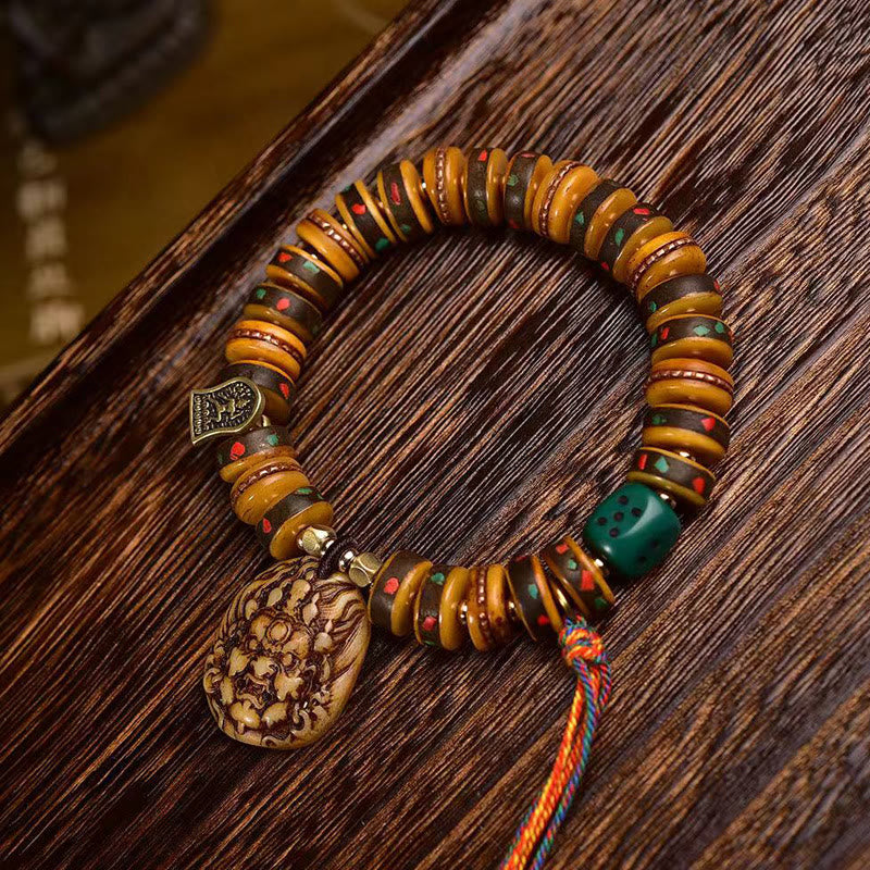 BWOOOH Tibetan Camel Bone Dice Tassel Protection Bracelet