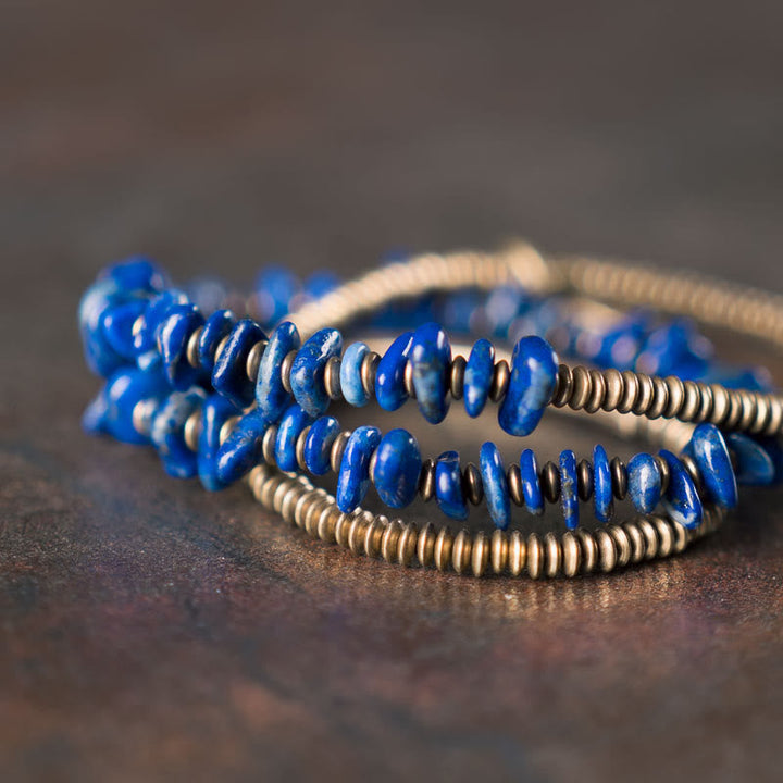 BWOOOH Irregular Shape Triple Wrap Lazurite Balance Bracelet