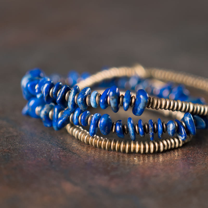 BWOOOH Irregular Shape Triple Wrap Lazurite Balance Bracelet