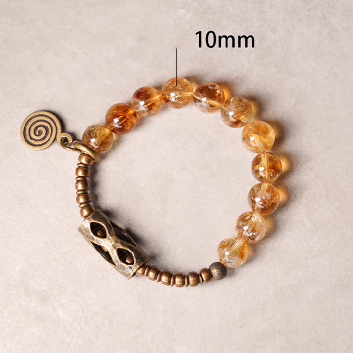 BWOOOH Daily Retro 10mm Citrine Beads Protection Bracelet