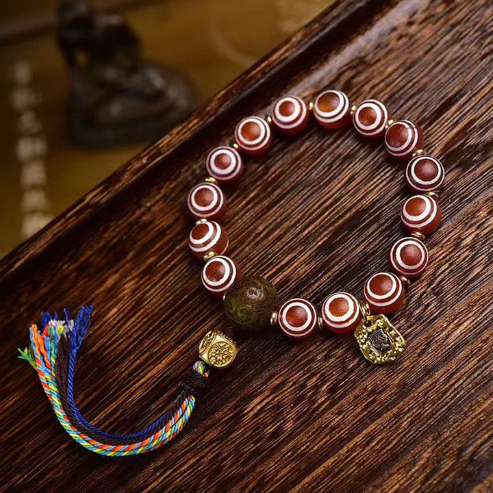 BWOOOH Tibetan Zakiram Red Agate Confidence Bracelet — Red Agate Tibetan bracelet for spiritual healing and mindful living