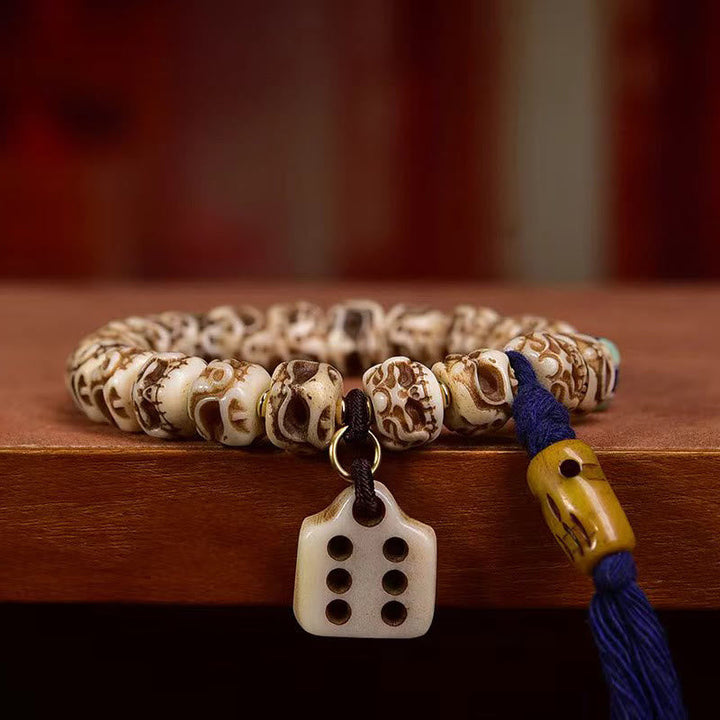 BWOOOH Tibetan Camel Bone Garuda Carved Protection Tassel Bracelet