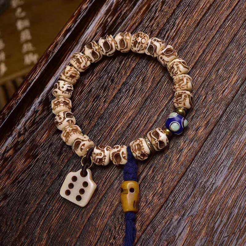 BWOOOH Tibetan Camel Bone Garuda Carved Protection Tassel Bracelet
