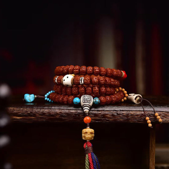 Buddha Stones 108 Beads Rudraksha Bodhi Seed Wealth Tassel Mala