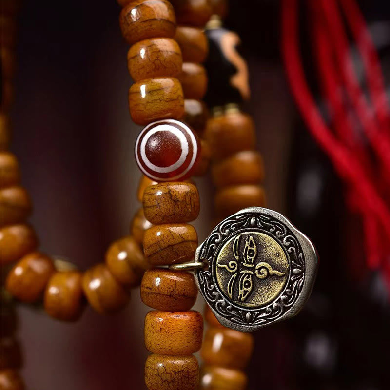 Buddha Stones Tibetan 108 Beads Camel Bone Luck Tassel Mala