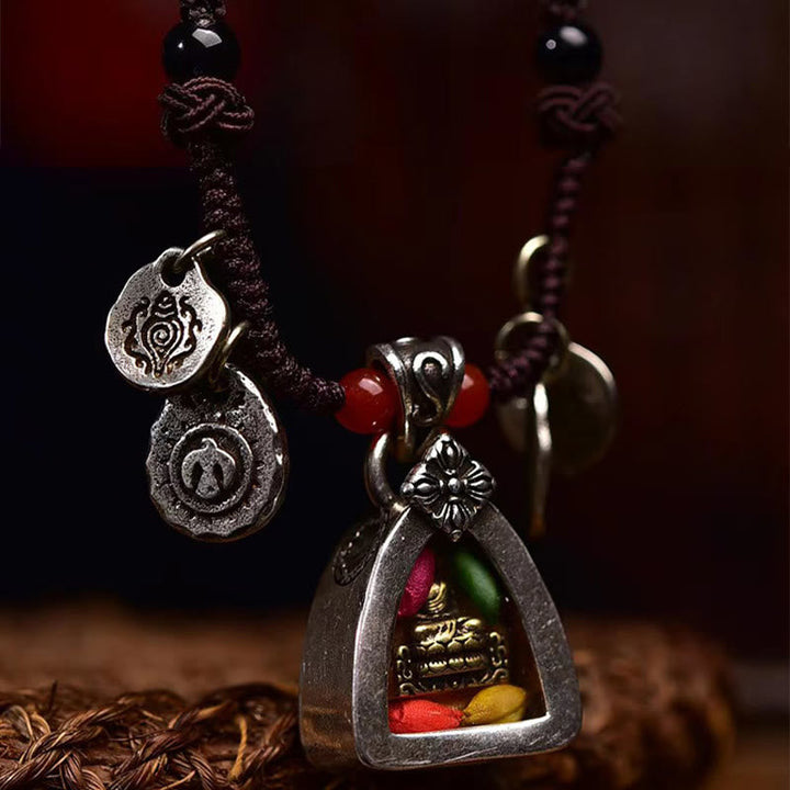 BWOOOH Tibetan Medicine Buddha Compassion Braided Rope Necklace Pendant