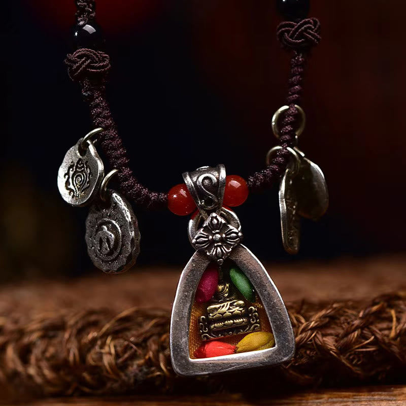 BWOOOH Tibetan Medicine Buddha Compassion Braided Rope Necklace Pendant