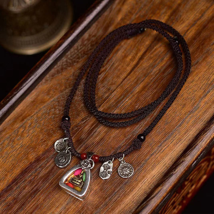 BWOOOH Tibetan Medicine Buddha Compassion Braided Rope Necklace Pendant