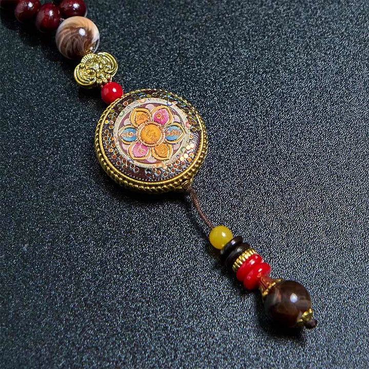BWOOOH Tibetan Handmade Wood Beads Om Mani Padme Hum Samantabhadra Bodhisattva Purity Necklace Pendant