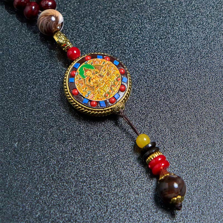 BWOOOH Tibetan Handmade Wood Beads Om Mani Padme Hum Samantabhadra Bodhisattva Purity Necklace Pendant