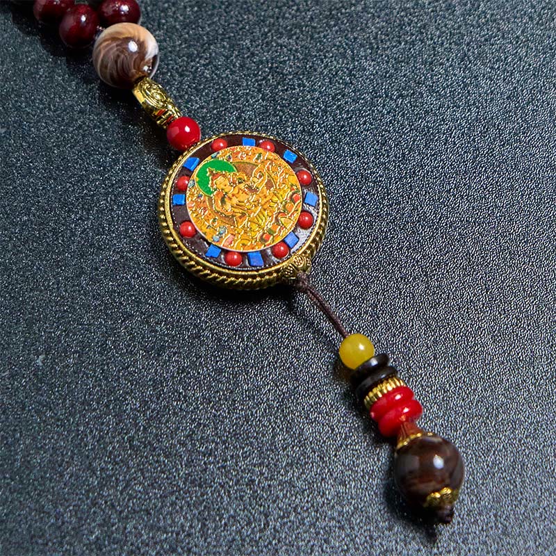 BWOOOH Tibetan Handmade Wood Beads Om Mani Padme Hum Samantabhadra Bodhisattva Purity Necklace Pendant