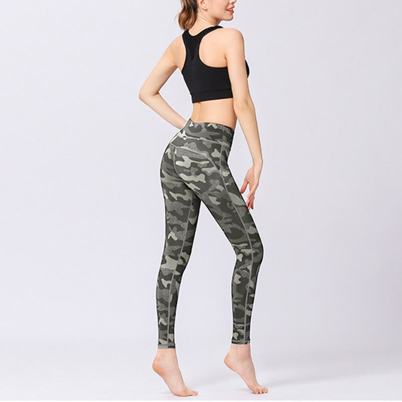 BWOOOH printed yoga leggings - Camo Print Sports Fitness Yoga High Wais