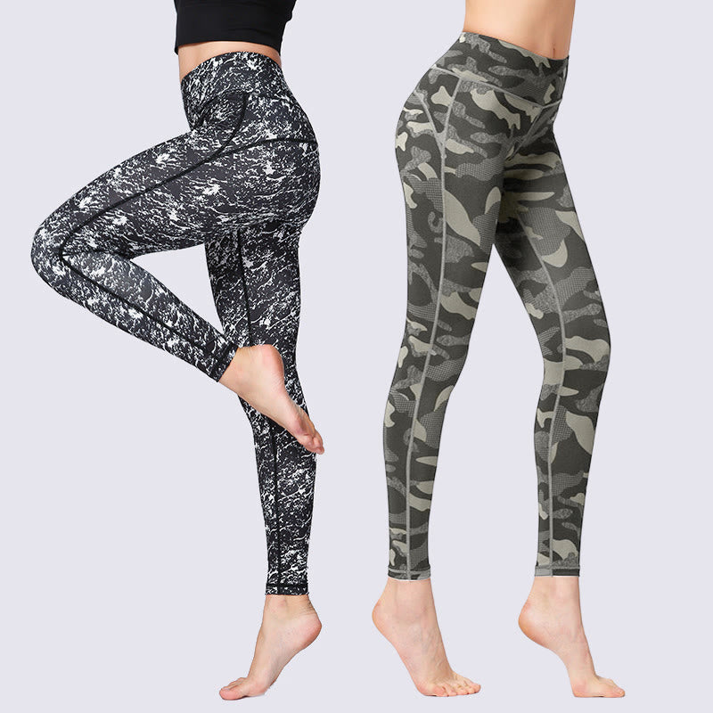 BWOOOH printed yoga leggings - Camo Print Sports Fitness Yoga High Wais