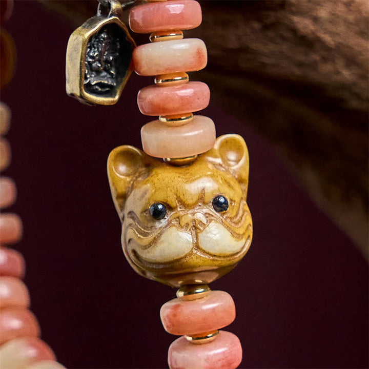 BWOOOH Natural Tibetan Camel Bone Purple Blood Beads Pug Luck Bracelet
