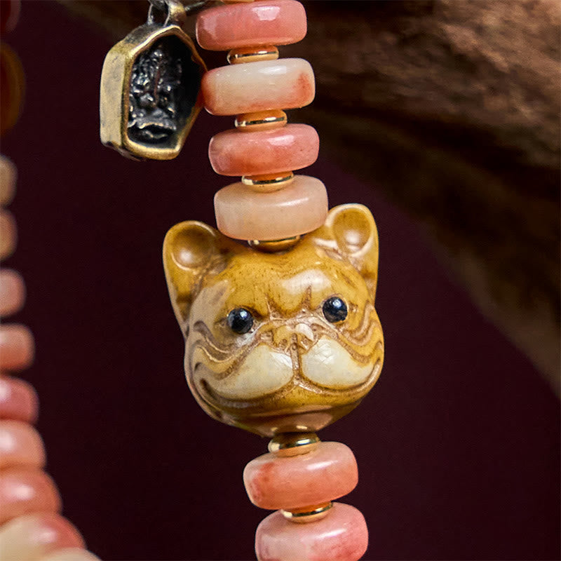 BWOOOH Natural Tibetan Camel Bone Purple Blood Beads Pug Luck Bracelet