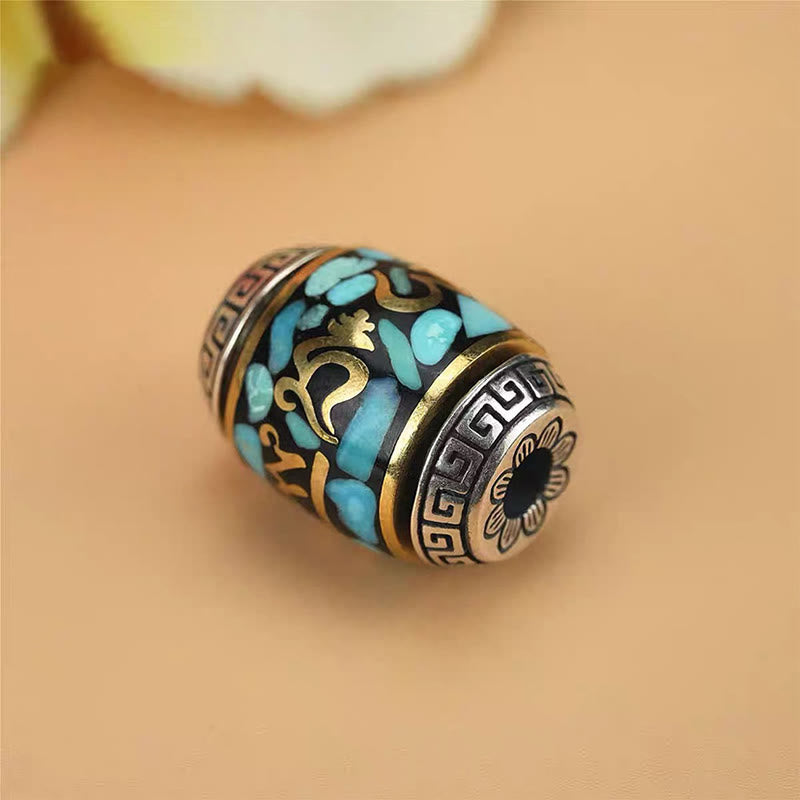 BWOOOH Tibet Om Mani Padme Hum Dzi Bead Pattern Protection Rotatable Necklace Pendant