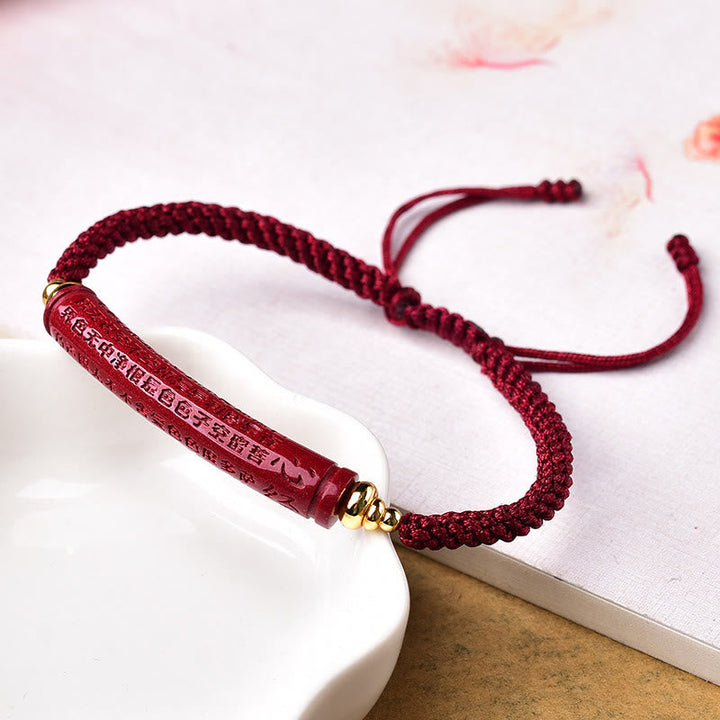 BWOOOH Handmade Cinnabar Om Mani Padme Hum Heart Sutra Bl