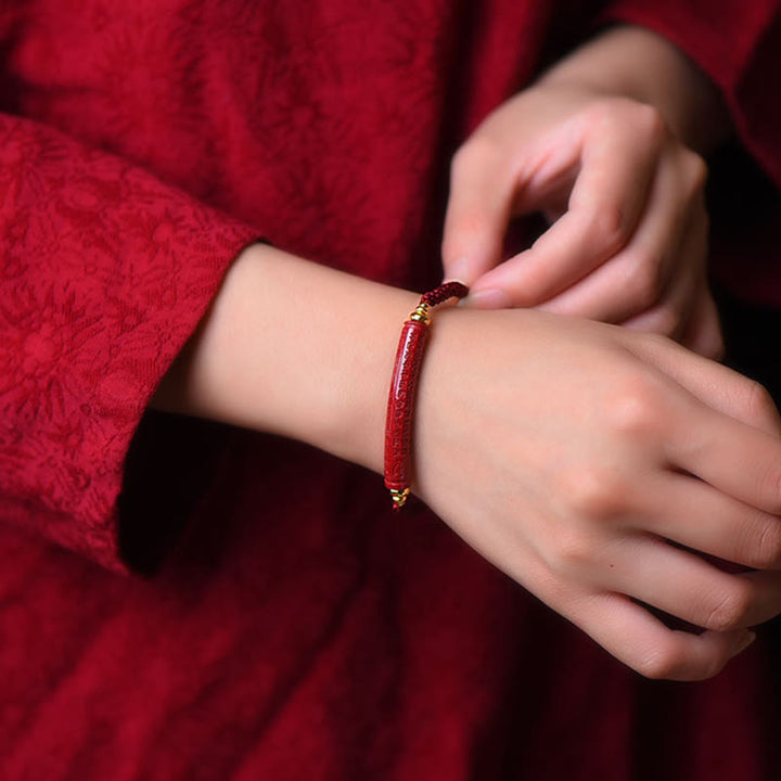 BWOOOH Handmade Cinnabar Om Mani Padme Hum Heart Sutra Bl