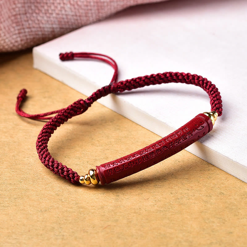 BWOOOH Handmade Cinnabar Om Mani Padme Hum Heart Sutra Bl