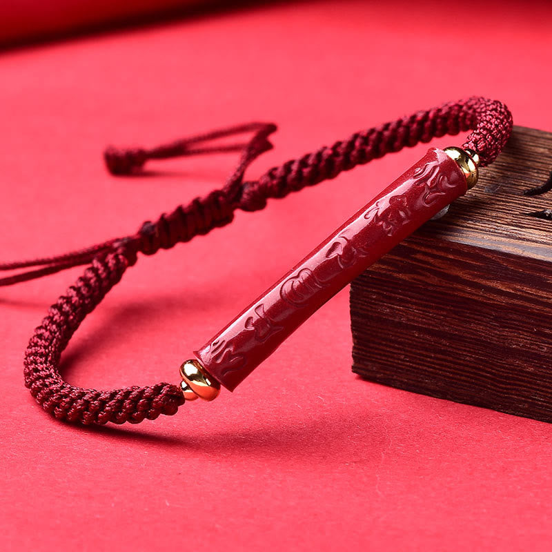 BWOOOH Handmade Cinnabar Om Mani Padme Hum Heart Sutra Bl