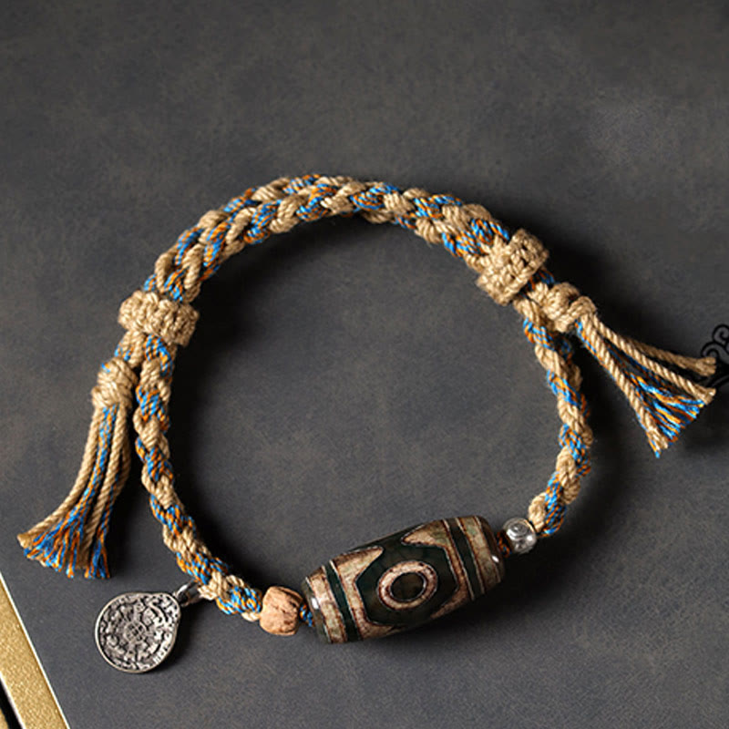 BWOOOH Handmade Tibetan Dzi Bead Wealth Protection Braide